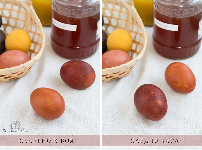 Боядисване на яйца с естествени бои - люспи от кромид лук