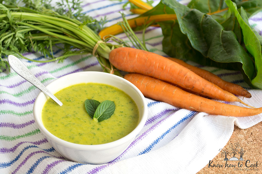 Крем супа тиквички, моркови и манголд